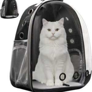 Cat Backpack Carrier for Travel Transparent Pet Carrier Backpack with Ventilation Padded Straps Lightweight Design for Cats up to 20lbs Hiking Outdoor Airline Approved