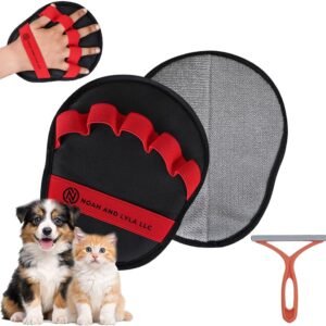 Pet Hair Removal Glove for Dogs & Cats, Magic Brush Grooming Mitt with Electrostatic Fur Pickup, Dog Hair Remover Tool with 5 Finger Design for Sofa, Carpet, Bedding & Clothes, Reusable Cleaner